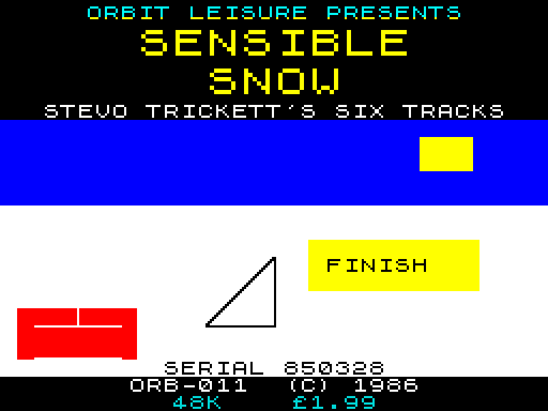 Loading screen: a dry slope, a kicker, and a crooked finish banner